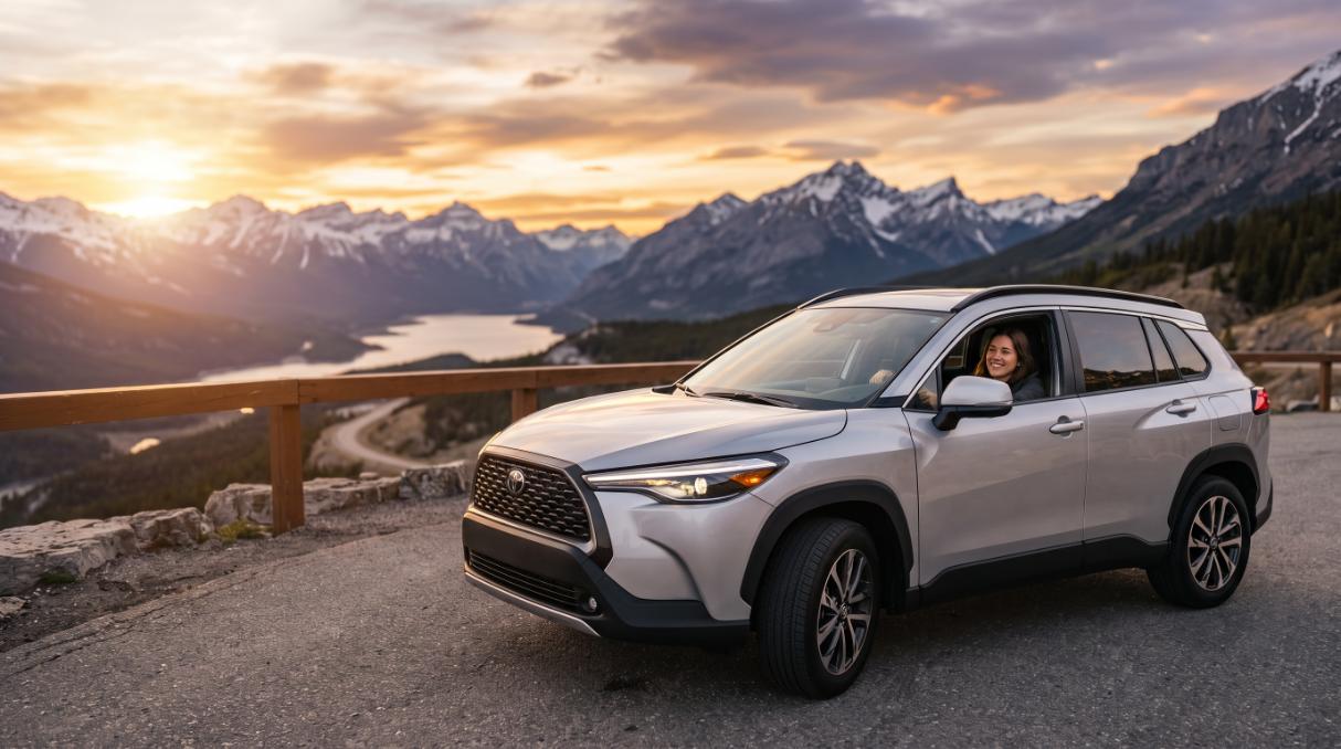 Car parked at a scenic overlook, representing the freedom and independence of obtaining a full G driver's license